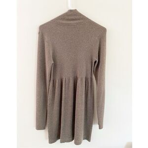 Magaschoni Women's Gray Solid Turtleneck Long Sleeve Mini Sweaters Dress